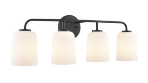 Vanity Fixtures 4 Lamps Laphia Vanity Light - Matte Black - Etched Opal Glass - 28in. Wide