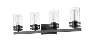 Vanity Fixtures 4 Lamps Lunden Vanity Light - Matte Black - Clear Glass - 30.25in. Wide