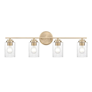 Vanity Fixtures 4 Lamps Moven Vanity Light - Modern Gold - Clear Seeded Glass - 31in. Wide