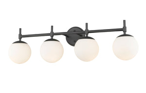 Vanity Fixtures 4 Lamps Redondo Vanity Light - Matte Black - Opal Glass - 33in. Wide