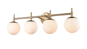 Vanity Fixtures 4 Lamps Redondo Vanity Light - Modern Gold - Opal Glass - 33in. Wide