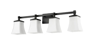 Vanity Fixtures 4 Lamps Sonorra Vanity Light - Matte Black - Opal White Glass - 33.25in. Wide