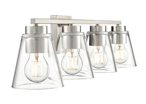 Vanity Fixtures 4 Lamps Strayhan Vanity Light - Brushed Nickel - Clear Glass - 31in. Wide