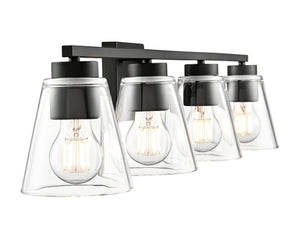 Vanity Fixtures 4 Lamps Strayhan Vanity Light - Matte Black - Clear Glass - 31in. Wide