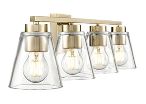 Vanity Fixtures 4 Lamps Strayhan Vanity Light - Modern Gold - Clear Glass - 31in. Wide