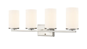 Vanity Fixtures 4 Lamps Verlana Vanity Light - Brushed Nickel - Etched White Glass - 27.75in. Wide