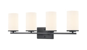 Vanity Fixtures 4 Lamps Verlana Vanity Light - Matte Black - Etched White Glass - 27.75in. Wide