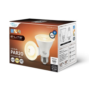 LED Light Bulbs 5.5W PAR20 Dimmable LED Bulb - 40 Degrees Beam - E26 Medium Base - 500 Lm - 3000K  - 2-Pack