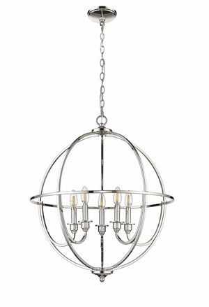 Chandeliers 5 Lamps Artemis Chandelier - Polished Nickel - White Fabric Shade - 24in Diameter - E12 Candelabra Base