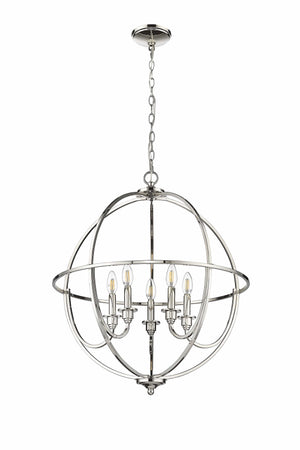 Chandeliers 5 Lamps Artemis Chandelier - Polished Nickel - White Fabric Shade - 24in Diameter - E12 Candelabra Base