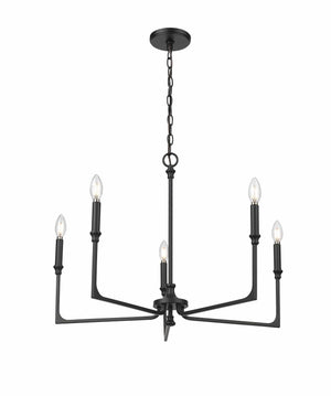 Chandeliers 5 Lamps Azara Chandelier - Matte Black -  Glass - 28in Diameter - E12 Candelabra Base