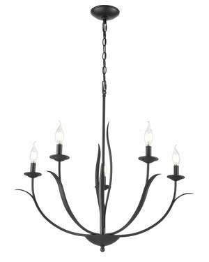 Chandeliers 5 Lamps Charlize Chandelier - Matte Black -  Glass - 29.5in Diameter - E12 Candelabra Base