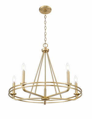 Chandeliers 5 Lamps Jody Chandelier - Vintage Brass -  Glass - 26.5in Diameter - E12 Candelabra Base