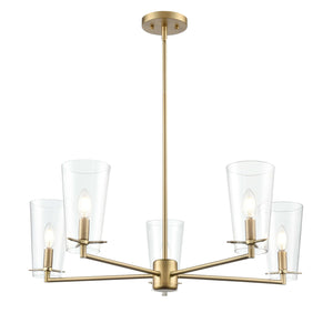 Chandeliers 5 Lamps Maccan Chandelier - Vintage Brass - Clear Glass - 31in Diameter - E12 Candelabra Base