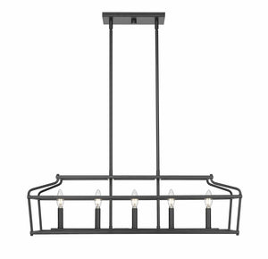 Chandeliers 5 Lamps Nellita Island Chandelier - Matte Black -  Glass - 34in Diameter - E12 Candelabra Base