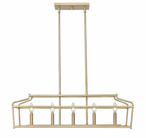 Chandeliers 5 Lamps Nellita Island Chandelier - Vintage Brass -  Glass - 34in Diameter - E12 Candelabra Base