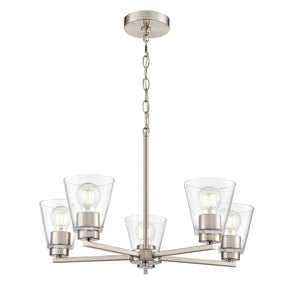 Chandeliers 5 Lamps Strayhan Chandelier - Brushed Nickel - Clear Glass - 24in Diameter - E26 Medium Base