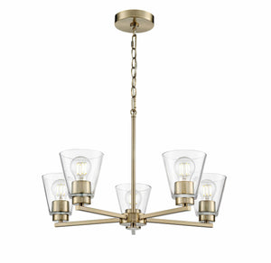 Chandeliers 5 Lamps Strayhan Chandelier - Modern Gold - Clear Glass - 24in Diameter - E26 Medium Base