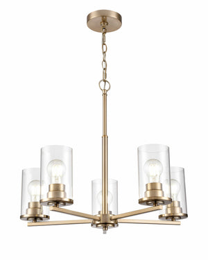 Chandeliers 5 Lamps Verlana Chandelier - Modern Gold - Clear Glass - 24in Diameter - E26 Medium Base