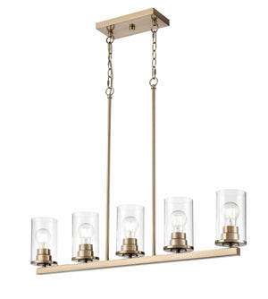 Chandeliers 5 Lamps Verlana Island Chandelier - Modern Gold - Clear Glass - 35in Diameter - E26 Medium Base