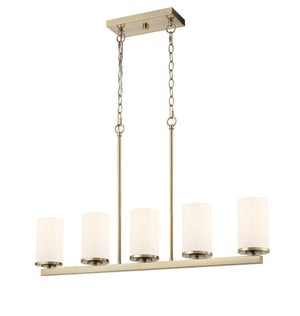 Chandeliers 5 Lamps Verlana Island Chandelier - Modern Gold - Etched White Glass - 35in Diameter - E26 Medium Base