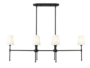 Chandeliers 6 Lamps Adorra Island Chandelier - Matte Black - White Fabric Glass - 48in Diameter - E12 Candelabra Base