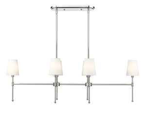 Chandeliers 6 Lamps Adorra Island Chandelier - Polished Nickel - White Fabric Glass - 48in Diameter - E12 Candelabra Base