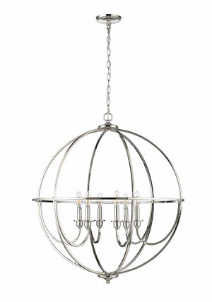 Chandeliers 6 Lamps Artemis Chandelier - Polished Nickel - White Fabric Shade - 30in Diameter - E12 Candelabra Base