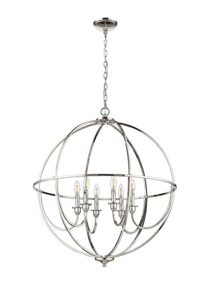 Chandeliers 6 Lamps Artemis Chandelier - Polished Nickel - White Fabric Shade - 30in Diameter - E12 Candelabra Base