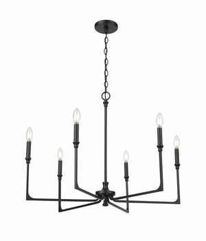 Chandeliers 6 Lamps Azara Chandelier - Matte Black -  Glass - 32in Diameter - E12 Candelabra Base