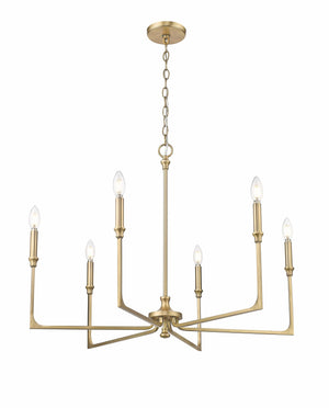 Chandeliers 6 Lamps Azara Chandelier - Vintage Brass -  Glass - 32in Diameter - E12 Candelabra Base