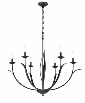 Chandeliers 6 Lamps Charlize Chandelier - Matte Black -  Glass - 35.5in Diameter - E12 Candelabra Base