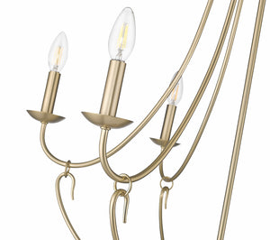 Chandeliers 6 Lamps Eisley Chandelier - Modern Gold - White Fabric Shade - 28.5in Diameter - E12 Candelabra Base