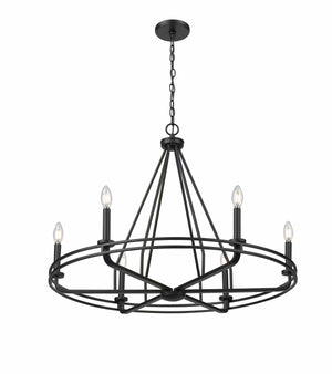 Chandeliers 6 Lamps Jody Chandelier - Matte Black -  Glass - 32.5in Diameter - E12 Candelabra Base
