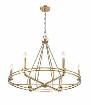 Chandeliers 6 Lamps Jody Chandelier - Vintage Brass -  Glass - 32.5in Diameter - E12 Candelabra Base