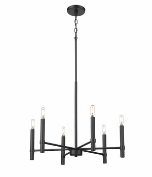 Chandeliers 6 Lamps Skyva Chandelier - Matte Black -  Glass - 24.25in Diameter - E12 Candelabra Base
