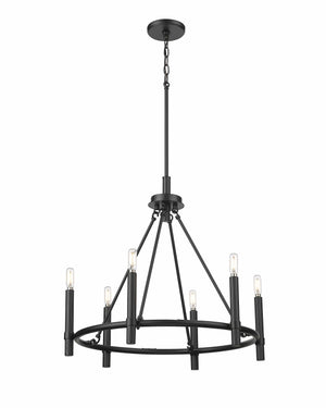 Chandeliers 6 Lamps Skyva Chandelier - Matte Black -  Glass - 25in Diameter - E12 Candelabra Base
