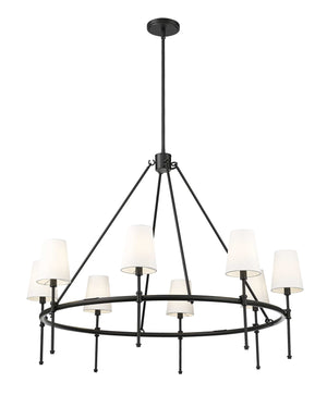 Chandeliers 8 Lamps Adorra Chandelier - Matte Black - White Fabric Glass - 40in Diameter - E12 Candelabra Base