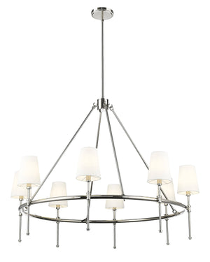 Chandeliers 8 Lamps Adorra Chandelier - Polished Nickel - White Fabric Glass - 40in Diameter - E12 Candelabra Base