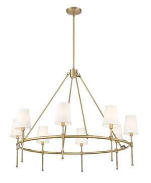 Chandeliers 8 Lamps Adorra Chandelier - Vintage Brass - White Fabric Glass - 40in Diameter - E12 Candelabra Base