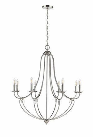 Chandeliers 8 Lamps Eisley Chandelier - Polished Nickel - White Fabric Shade - 36in Diameter - E12 Candelabra Base
