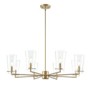 Chandeliers 8 Lamps Maccan Chandelier - Vintage Brass - Clear Glass - 38.75in Diameter - E12 Candelabra Base
