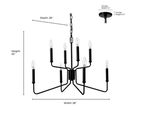 Chandeliers 8 Lamps Savanne Chandelier - Matte Black - 47.5in Diameter - E12 Candelabra Base