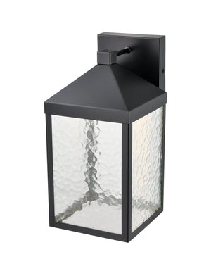 LED Wall Lamps Aaron Outdoor Wall Lamp - Powder Coated Black - Clear Textured Glass - 11W Integrated LED Module - 900 Lm - 9in. Extension - 3000K Warm White