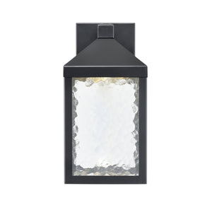 LED Wall Lamps Aaron Outdoor Wall Lamp - Powder Coated Black - Clear Textured Glass - 8W Integrated LED Module - 700 Lm - 7.5in. Extension - 3000K Warm White