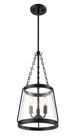 Pendant Fixtures Adabella Pendant Fixture - Matte Black - Clear Glass - 11.75in. Diameter - E12 Candelabra Base