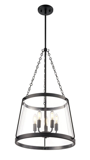 Pendant Fixtures Adabella Pendant Fixture - Matte Black - Clear Glass - 17.75in. Diameter - E12 Candelabra Base