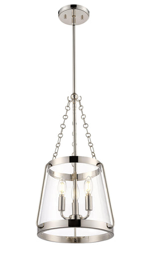 Pendant Fixtures Adabella Pendant Fixture - Polished Nickel - Clear Glass - 11.75in. Diameter - E12 Candelabra Base