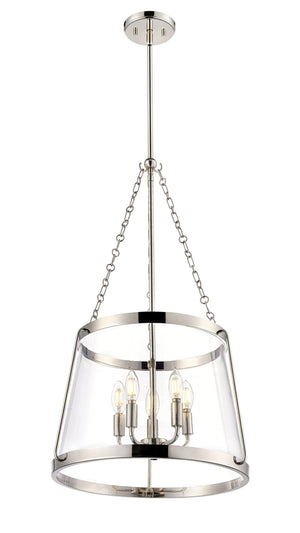 Pendant Fixtures Adabella Pendant Fixture - Polished Nickel - Clear Glass - 17.75in. Diameter - E12 Candelabra Base