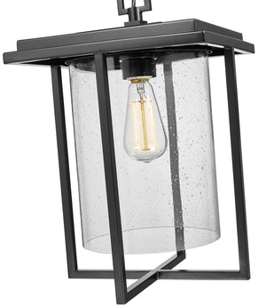 Pendant Fixtures Adair Outdoor Hanging Lantern - Powder Coated Black - Clear Seeded Glass - 11in. Diameter - E26 Medium Base